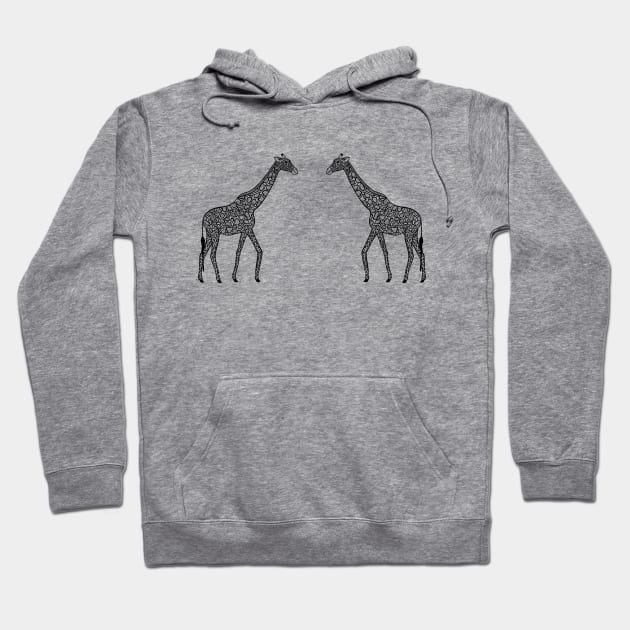 Giraffes in Love - cute animal ink art - on light colors Hoodie by Green Paladin